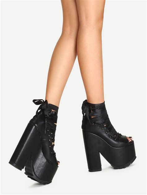 platform heels target|black strappy chunky platform heels.